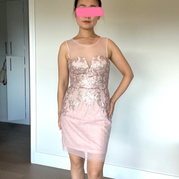 💕BCBG MAXAZRIA size 2 Cocktail Dress Dust Pink - Picture 6 of 11